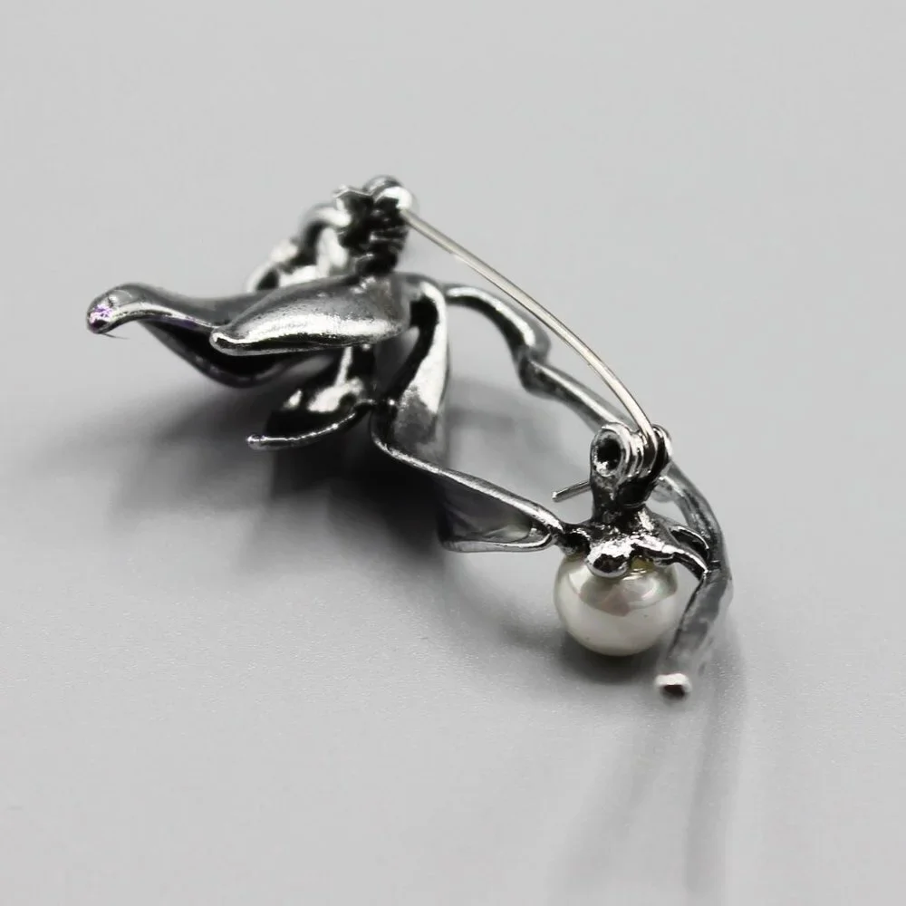 Lotus flower purple pin brooch jewelry fashion white pearl beautiful elegant - Picture 10 of 11